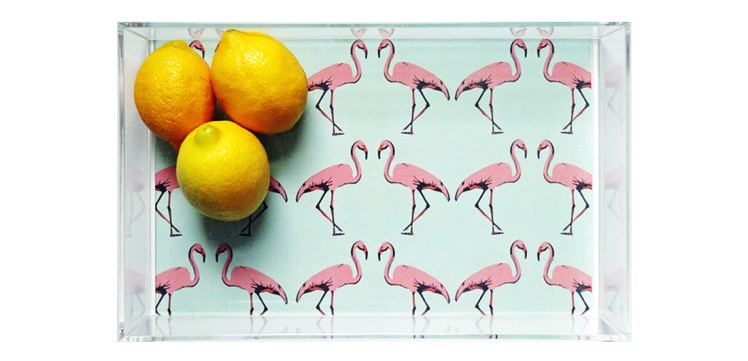 Mint Flamingo Lucite Tray