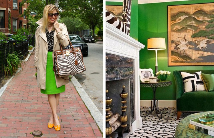 kelly green and zebra