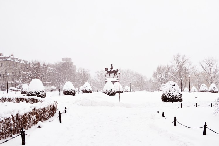 George Washington statue in the snow