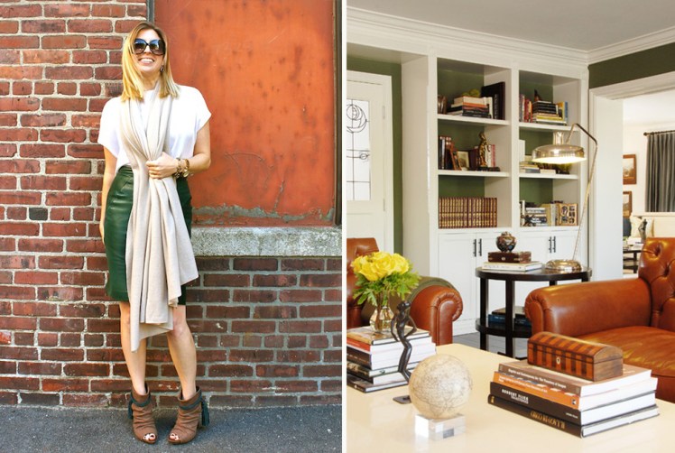 neutral and green accent