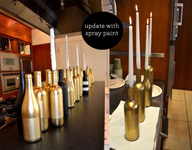 spray painted wine bottles