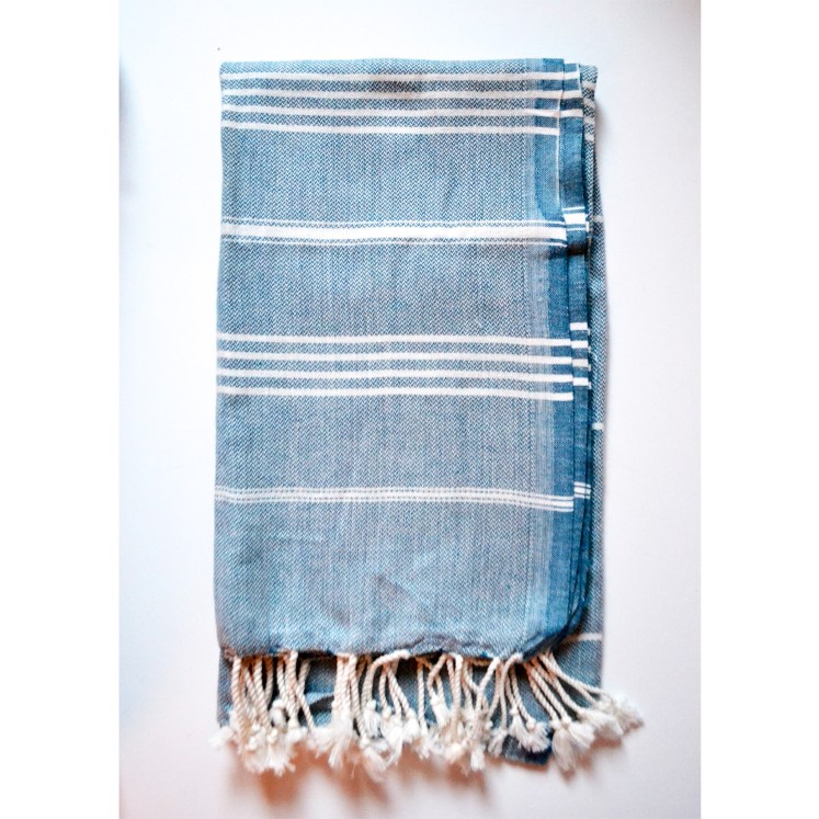 Turkish towel in blue and white stripe