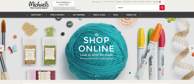 Michaels new website