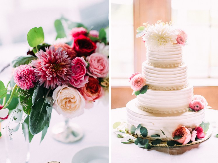 centerpiece and wedding cake