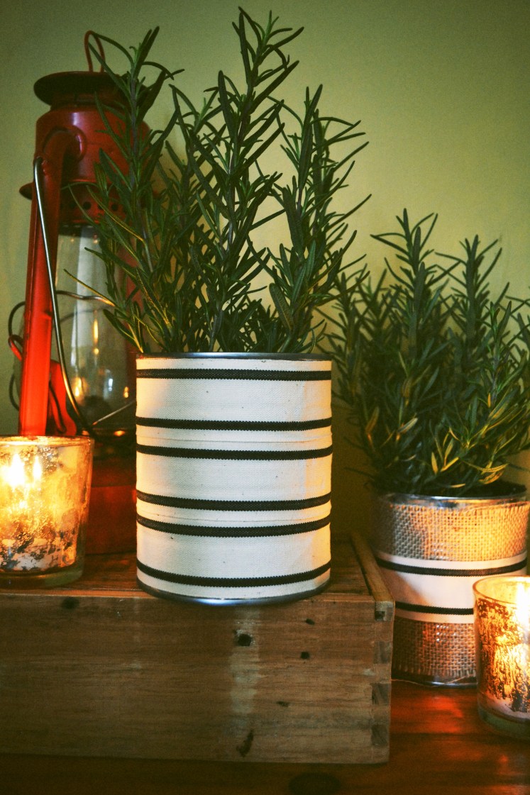potted rosemary centerpiece