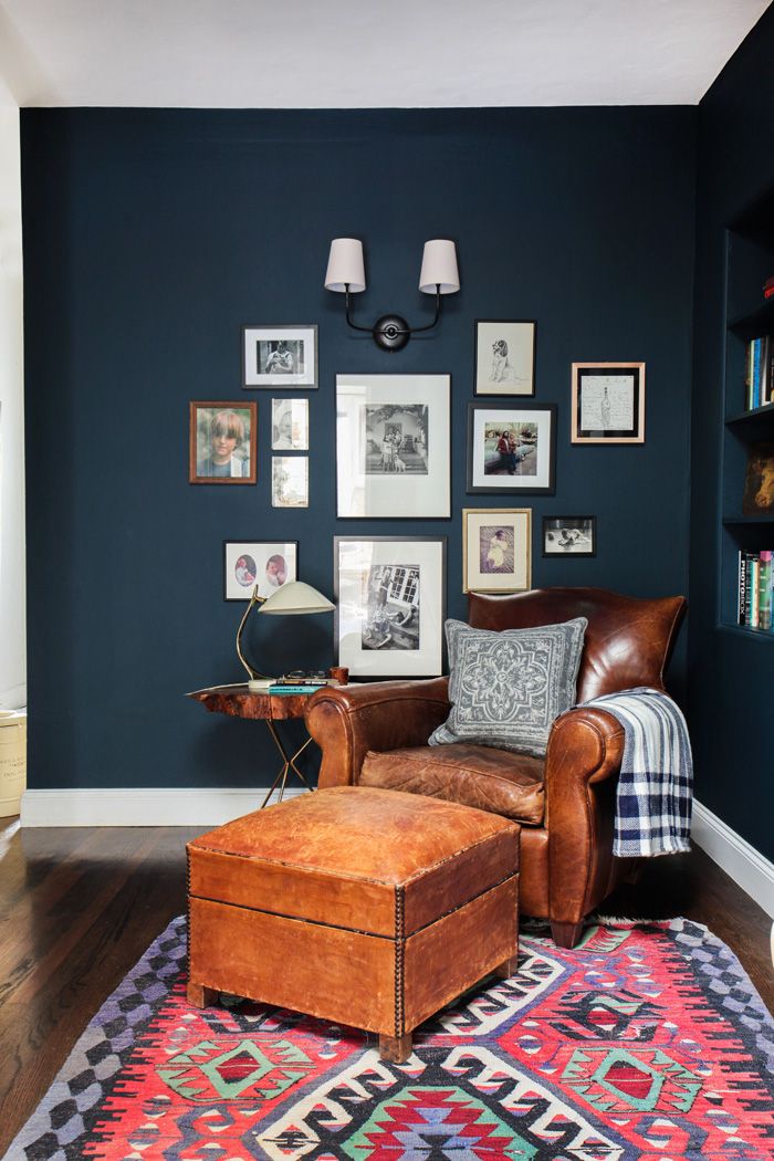 navy reading nook